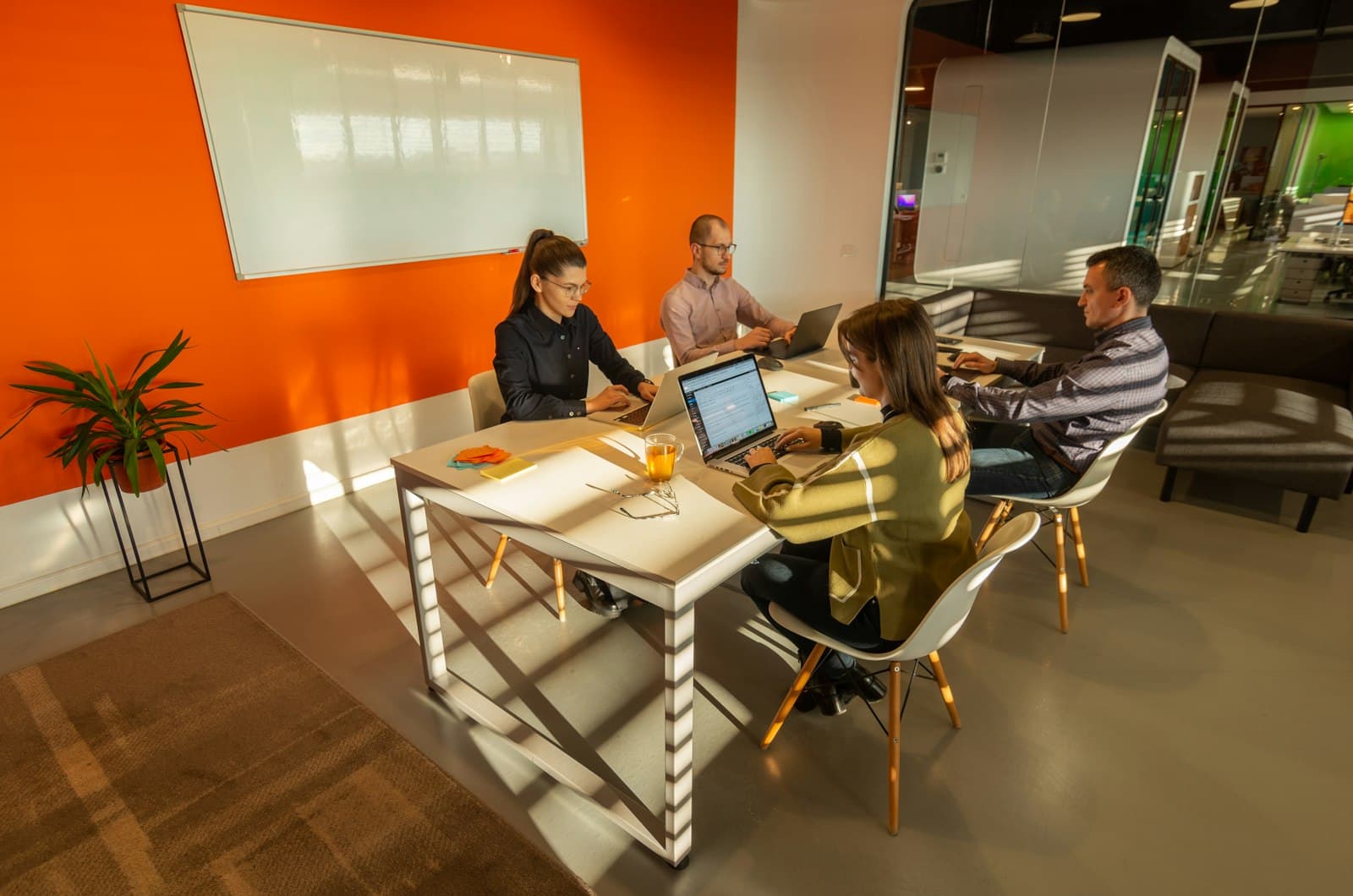 Small team meeting in a modern office